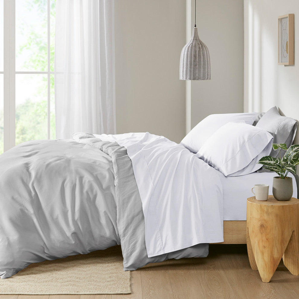 Madison Park Peached Percale Cotton Peached Percale Sheet Set, White