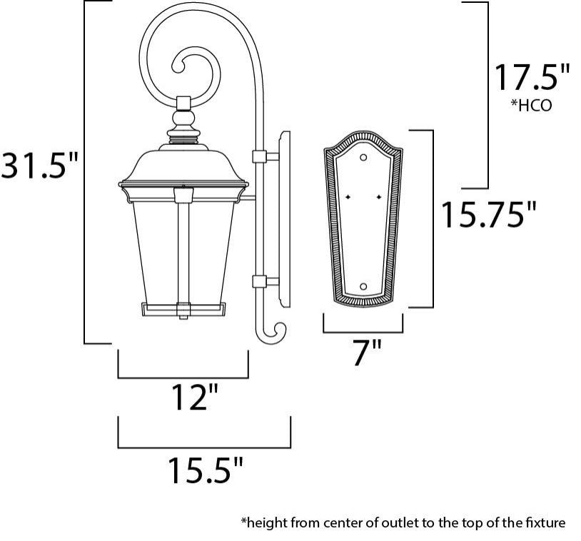 Maxim 40095 Dover 32" Tall 3 Light Vivex Wall Sconce - Bronze / Seedy Glass
