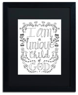 Elizabeth Caldwell 'Unique Child of God' Art, Black Frame, Black Mat, 16x20