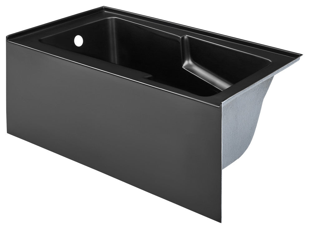 Voltaire Acrylic Alcove Integral Armrest Bathtub with Apron, Matte Black, 54"x30