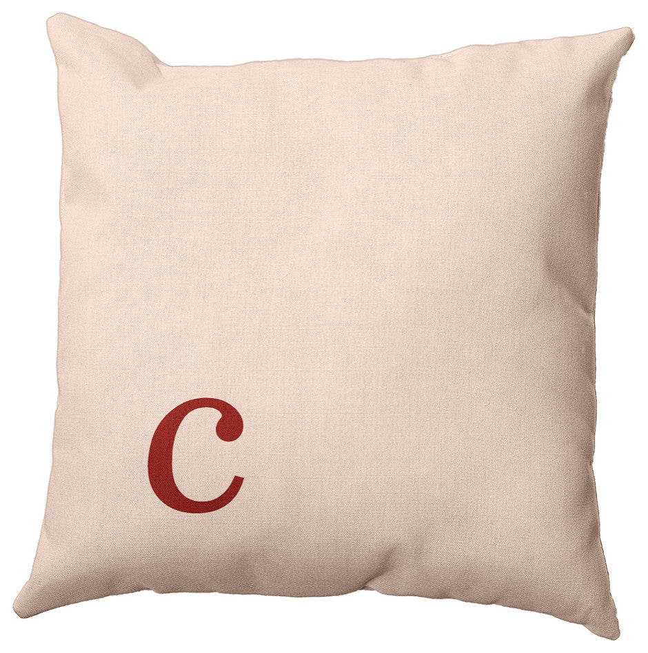 16"x16" Modern Monogram Decorative Throw Pillow, Maple Red
