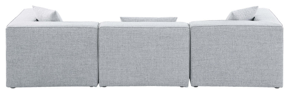 Cube Upholstered Modular Sofa, Gray, 3-Piece: 1 Armless Chair, 2 Corner Chair, Linen Texured Fabric
