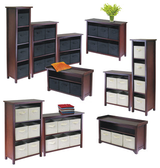 Verona 3-Section M Storage Shelf With 6 Foldable Black Color Fabric Baskets