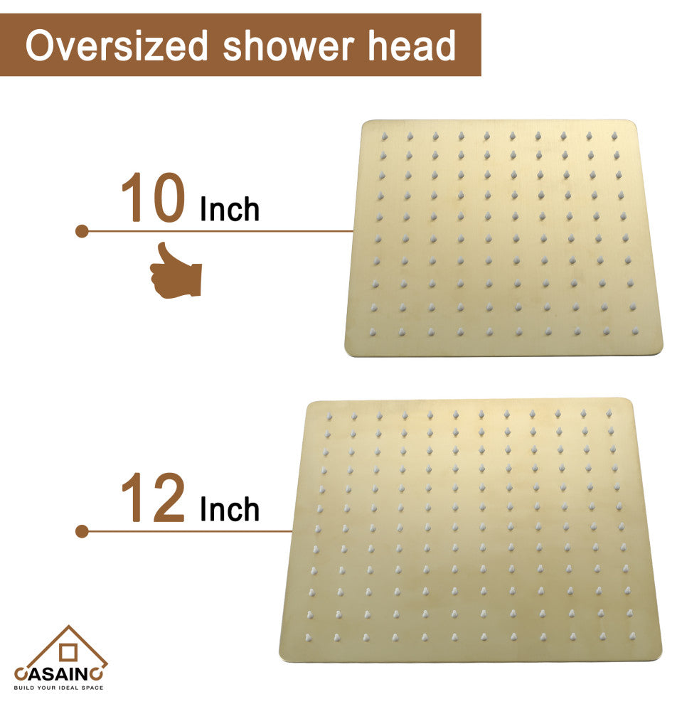 Wall-Mounted 10in Shower System with Handheld, Brushed Gold