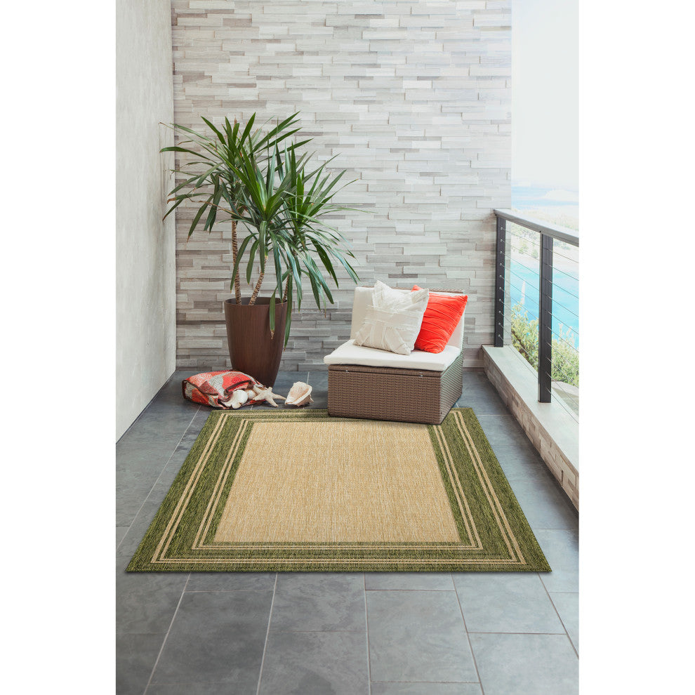 Carmel Multi Border Indoor/Outdoor Rug, Green, 7'10"x9'10"