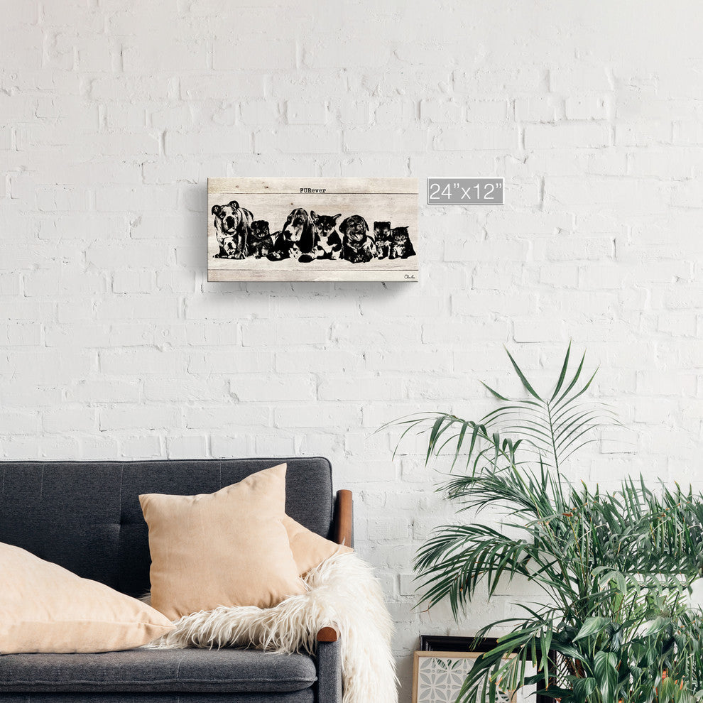 Ready2HangArt ''FURever'' Wrapped Canvas Animal Wall Art, 12"x24"
