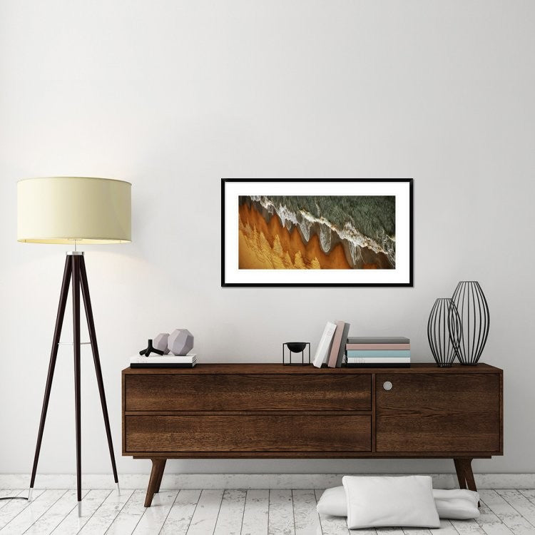 "The East China Sea Shore" Framed Digital Print by Jacek Stefan, 44x26"