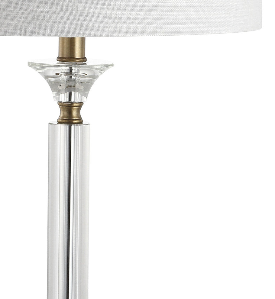 Mark Crystal and Metal LED Table Lamp, Clear and Brass Gold, Set of 2, 28"