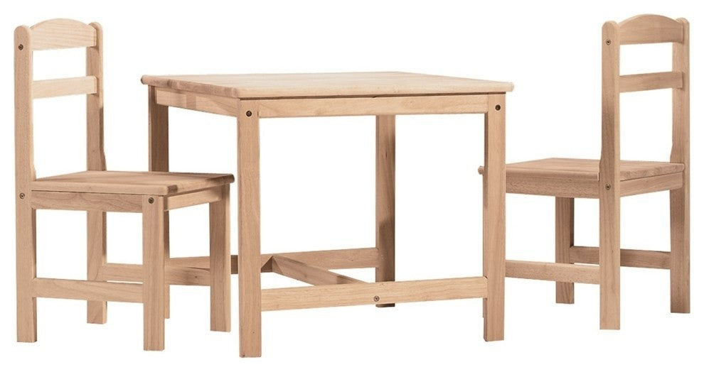 International Concepts Unfinished 3 Pieces Kids Table Set