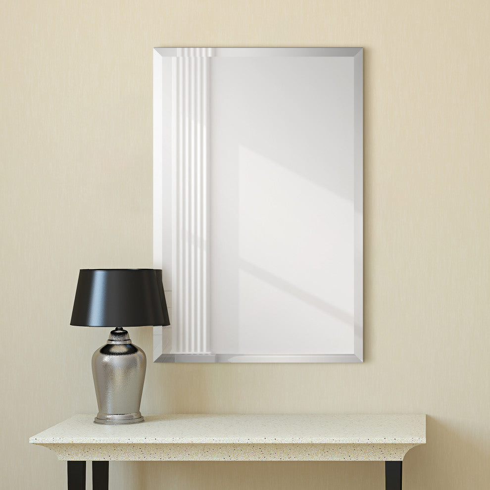 Frameless Beveled Prism Rectangle Wall Mirror, 1" Beveled Edge, 36"x24"