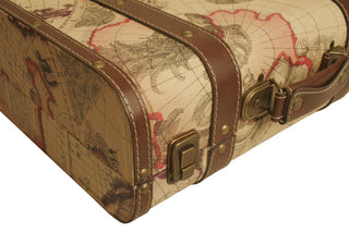 Large Map Faux Leather Suitcase