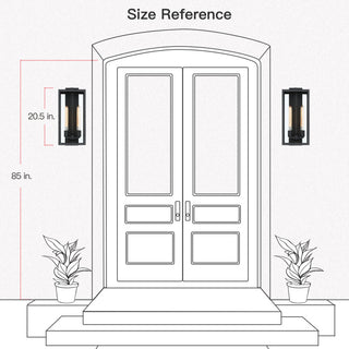 2-Light 20.5"H Modern Black Outdoor Lantern Wall Sconce