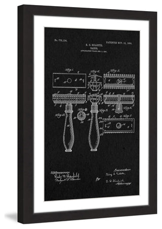 "Razor 1904 Black Paper" Framed Painting Print