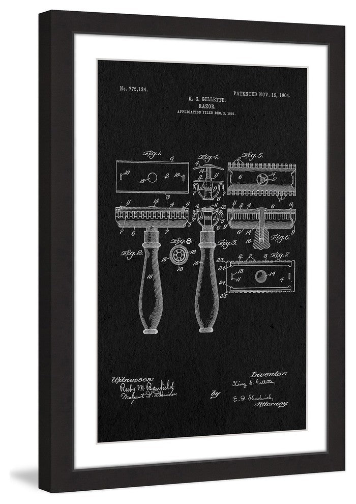 "Razor 1904 Black Paper" Framed Painting Print