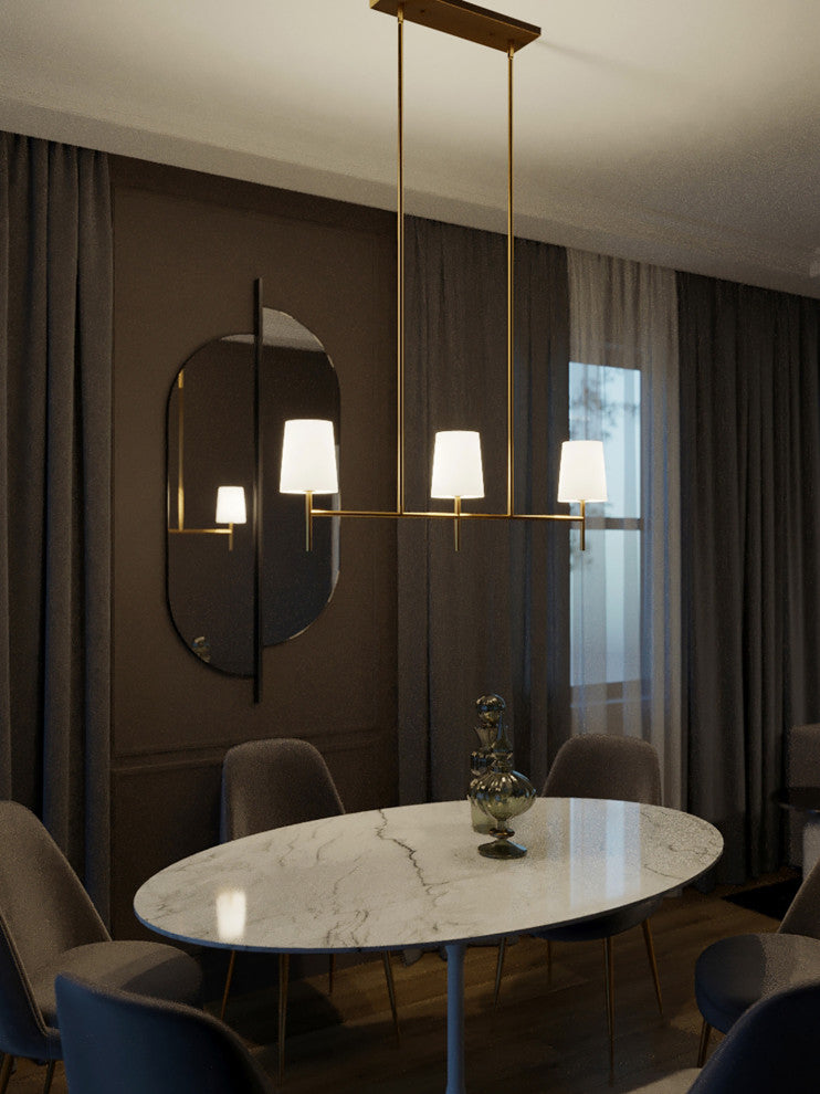 Rose 36'''' 3-Light Linear Pendant - Candelabra Base - Satin Brass