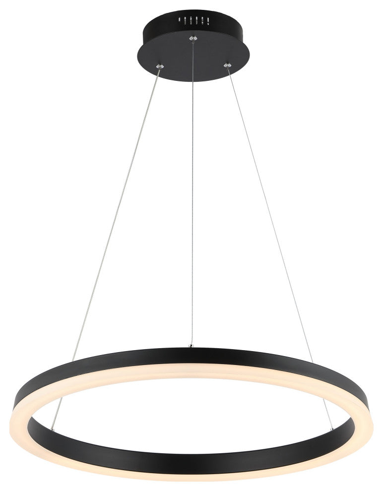 Baxter 1-Light Aluminum Integrated LED Hoop Pendant, Black