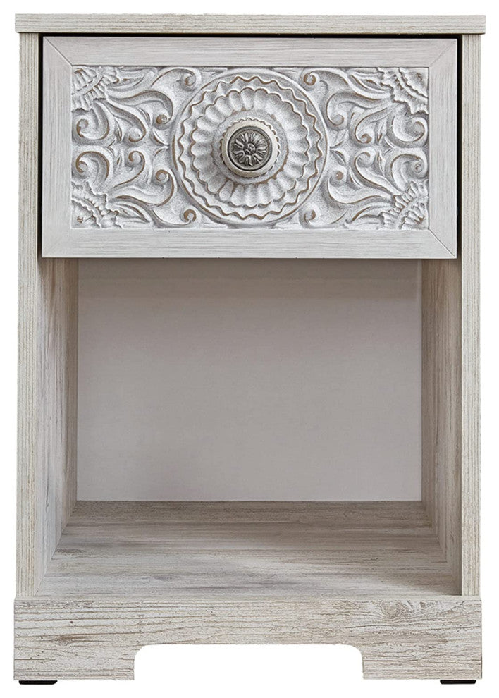 One Drawer Nightstand, Whitewash