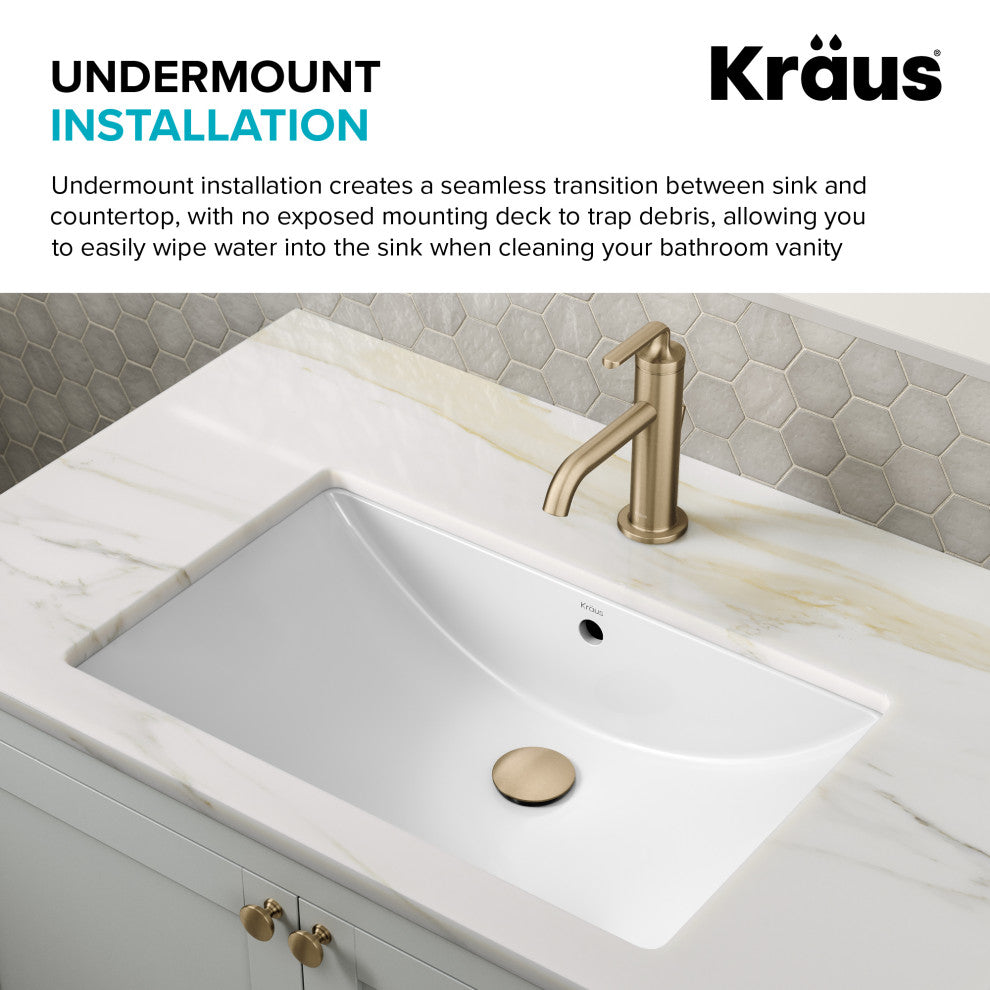 KRAUS Elavo 23 in. Rectangular Porcelain Ceramic Undermount Bathroom Sink