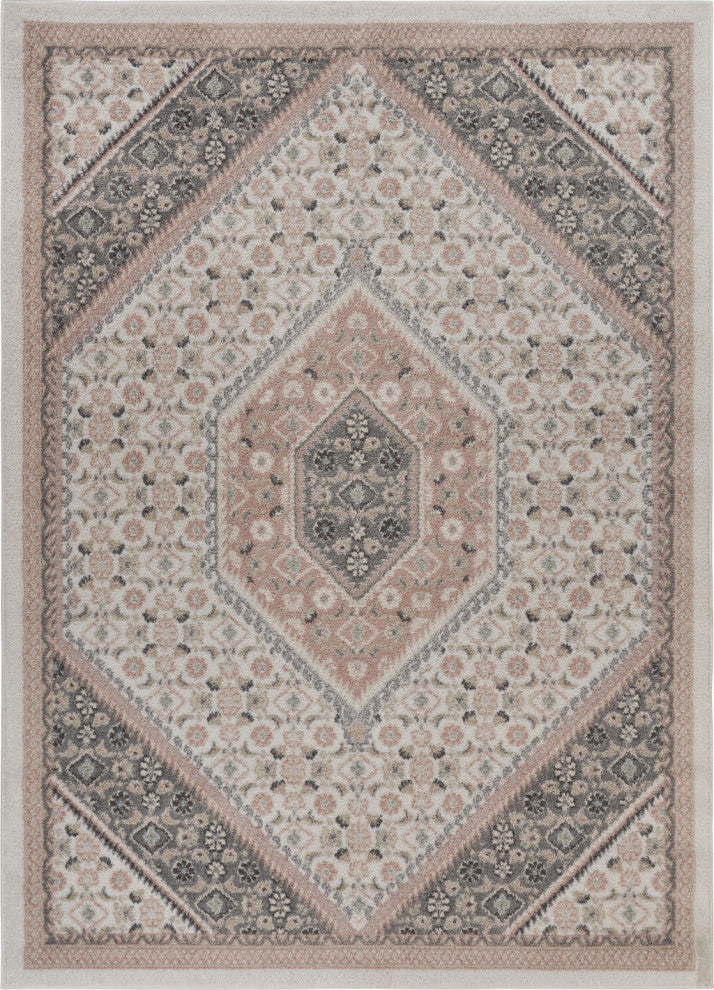5" x 7" Gray and Blush Traditional Area Rug