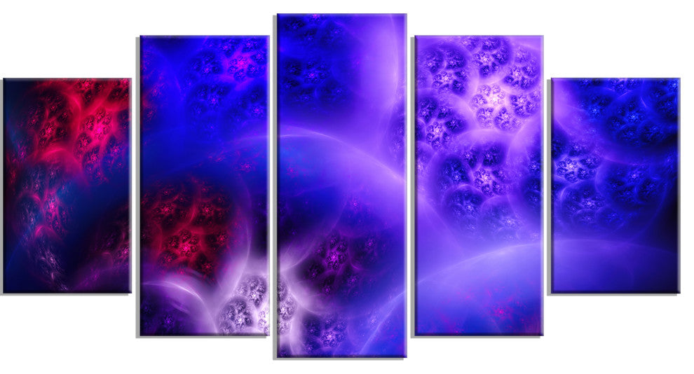 Bright Blue Magic Stormy Sky, Contemporary Canvas Art Print, 60"x32", 5 Panels