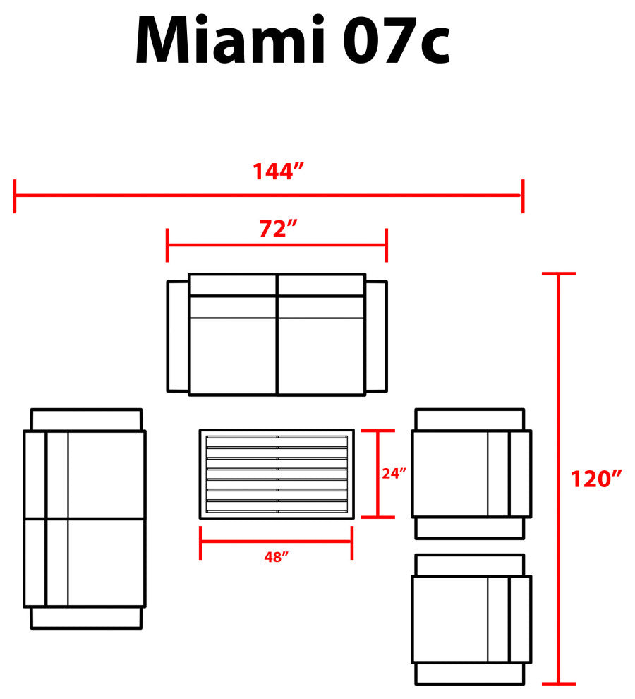 Miami 7 Piece Outdoor Wicker Patio Furniture Set 07c