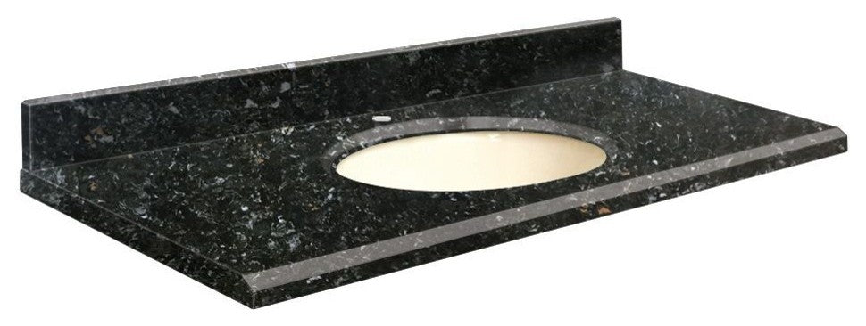 Quartz 37"x22" Vanity Top, Single Faucet Hole, Interlude, Biscuit Bowl