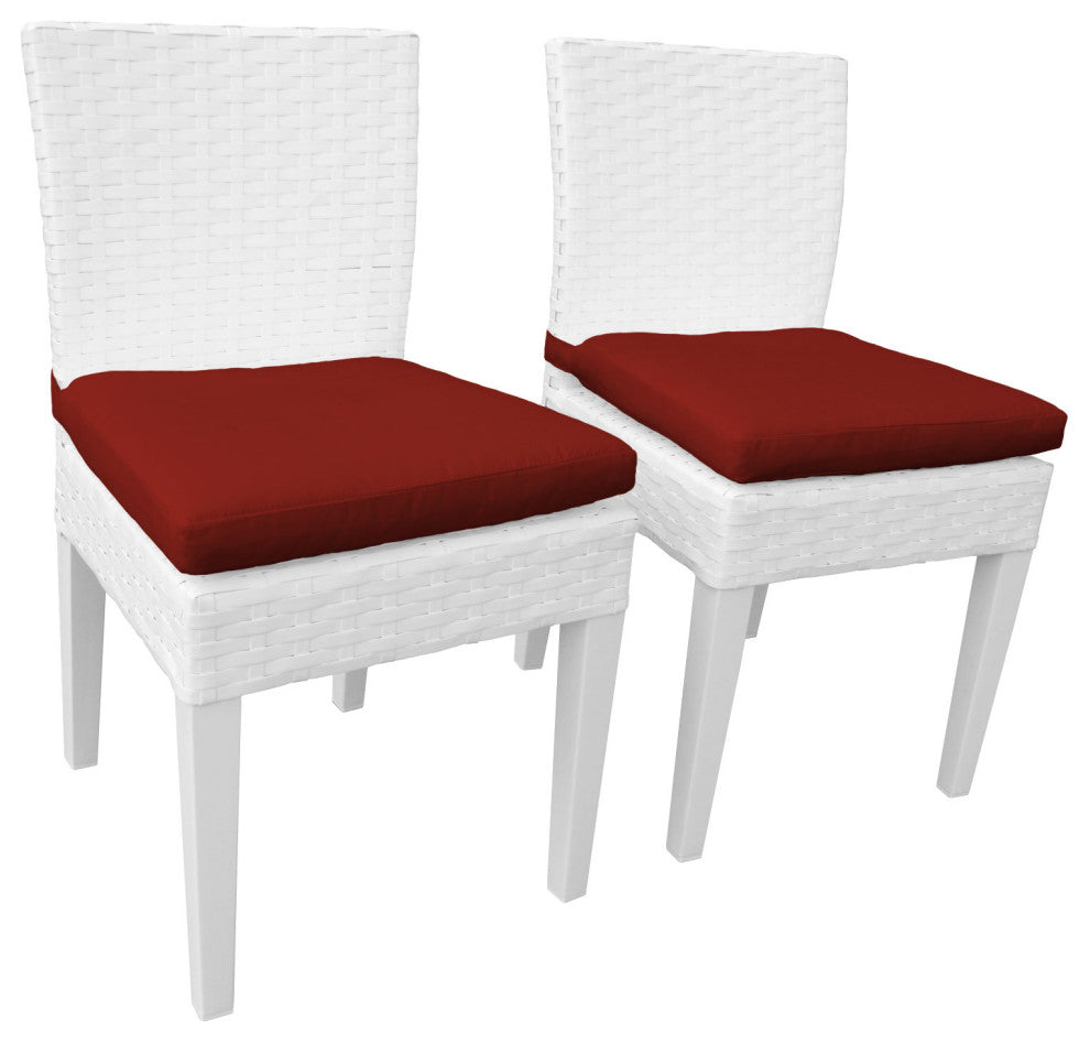 Miami Rectangular Outdoor Patio Dining Table with 6 Armless Chairs Terracotta