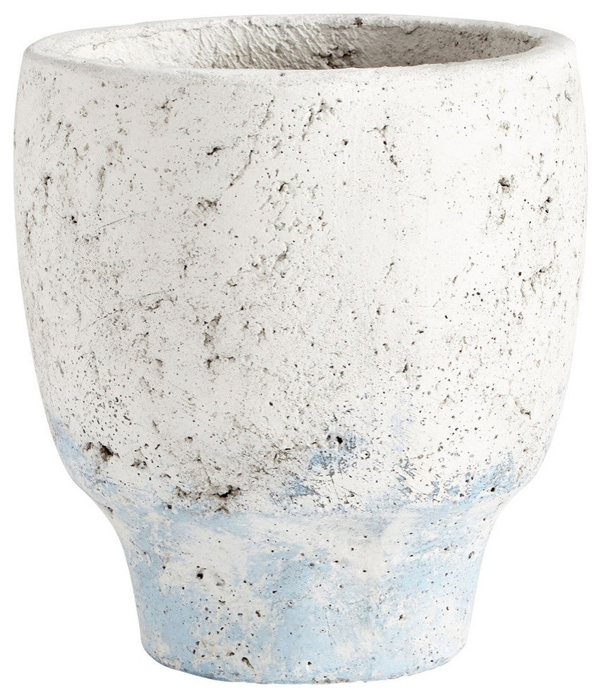Cyan Small Venice Planter 09608, Antique White Blue Accents