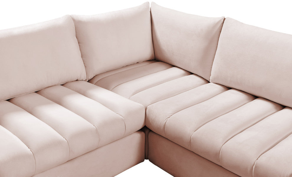 Jacob Velvet Upholstered 7-Piece U-Shaped Modular Sectional, Pink