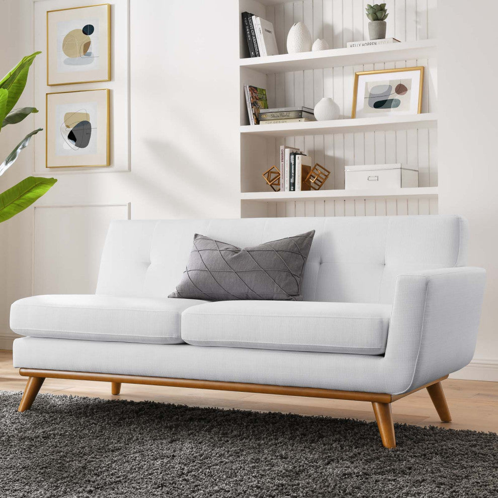 Engage Right-Arm Upholstered Fabric Loveseat White