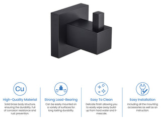 Cube Bathroom Towel & Robe Hook 3 Count, Matte Black