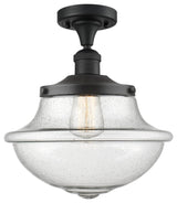 Large Oxford 1-Light Semi-Flush Mount, Matte Black, Seedy