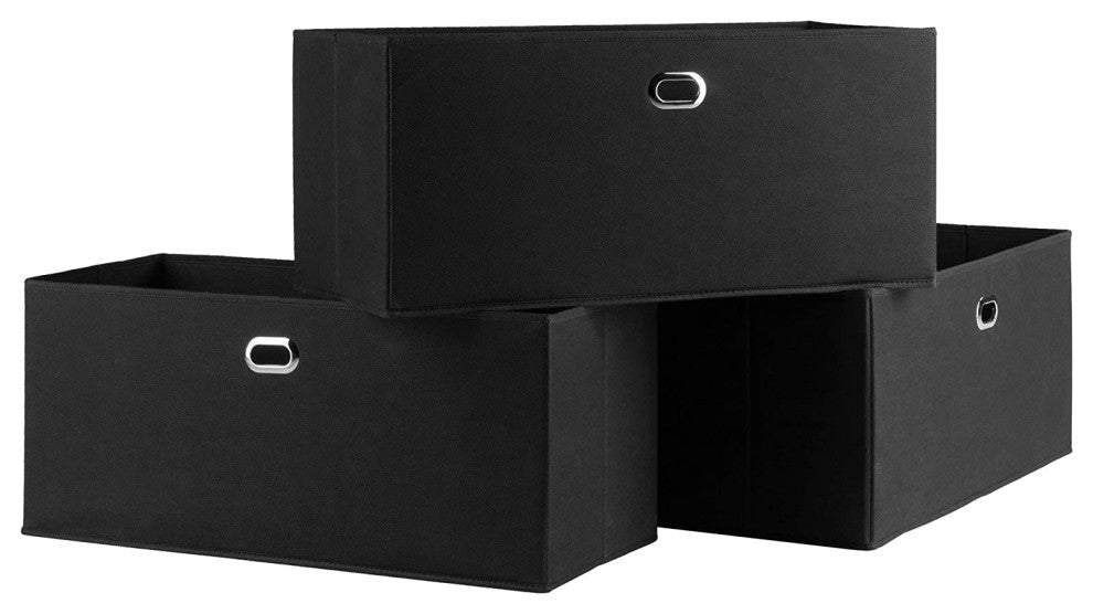 Torino 4-Piece Set Set Storage Shelf, Black Fabric Baskets