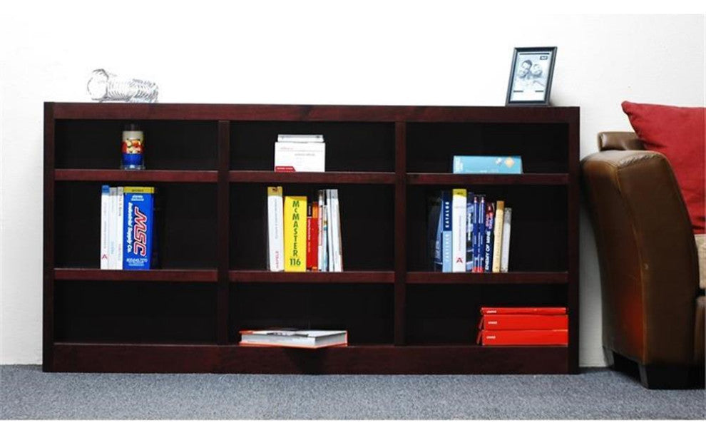 Bowery Hill Traditional 36" Tall 9-Shelf Triple Wide Wood Bookcase in Cherry