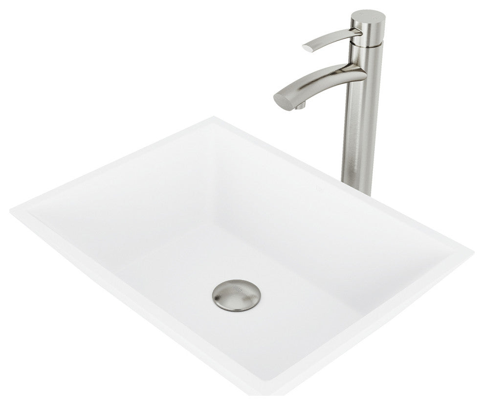 Vinca 18"L x 14"W MatteStone Vessel Sink and Milo 13"H Faucet Set