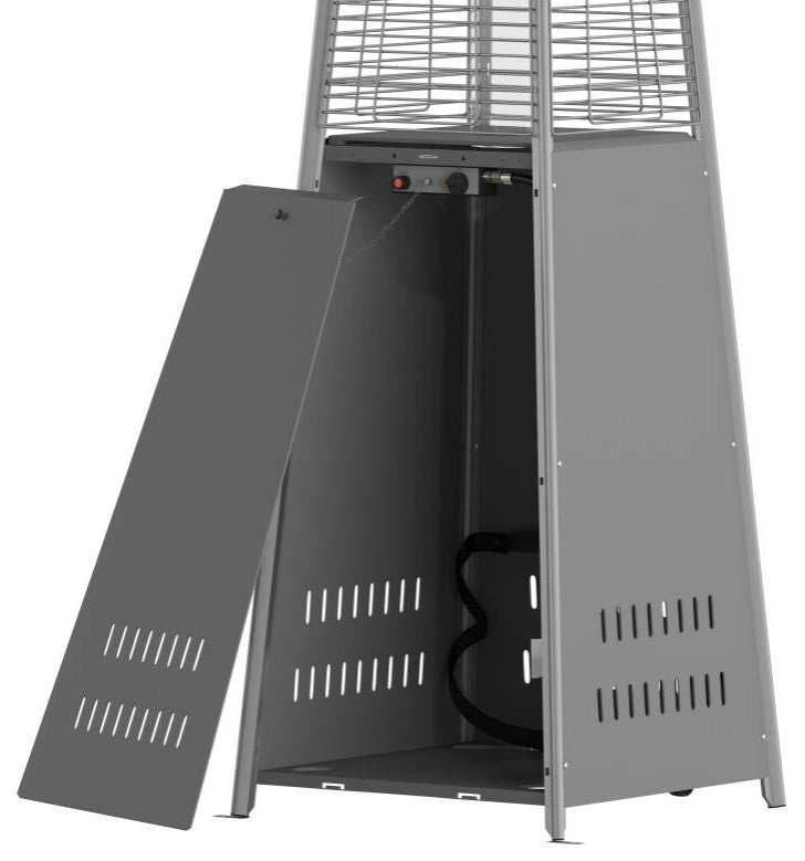 Sol Patio Outdoor Stainless Steel Pyramid 42,000 BTU Propane Heater With Wheels, Slate Gray