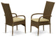 Oslo Patio Chair With Cushion, Brown Wicker, And Beige Cushion Set of 2