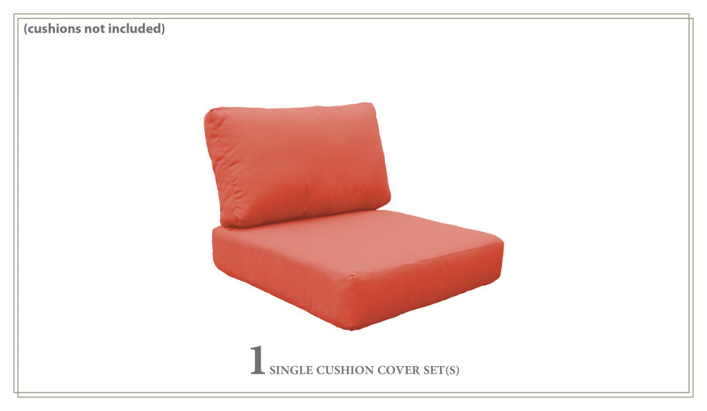 Covers for Low-Back Chair Cushions 6 inches thick, Tangerine