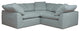 3-Piece Slip-Covered L-Shape Sectional Sofa, Ocean Blue