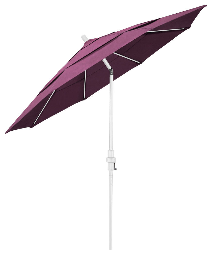 11' Matted White Collar Tilt Lift Fiberglass Rib Aluminum Umbrella, Sunbrella, Iris