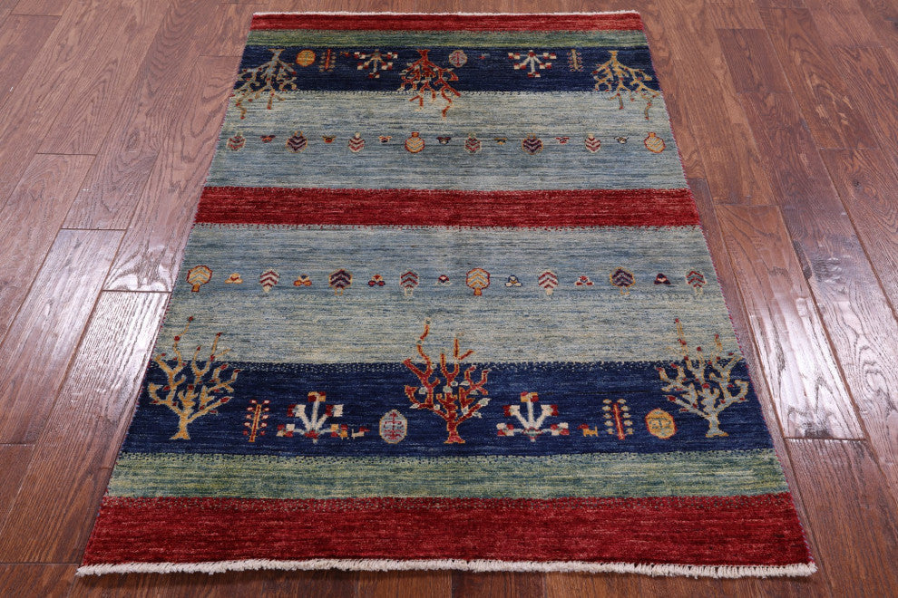 3' 3" X 4' 9" Handmade Persian Gabbeh Tribal Wool Rug Q10726