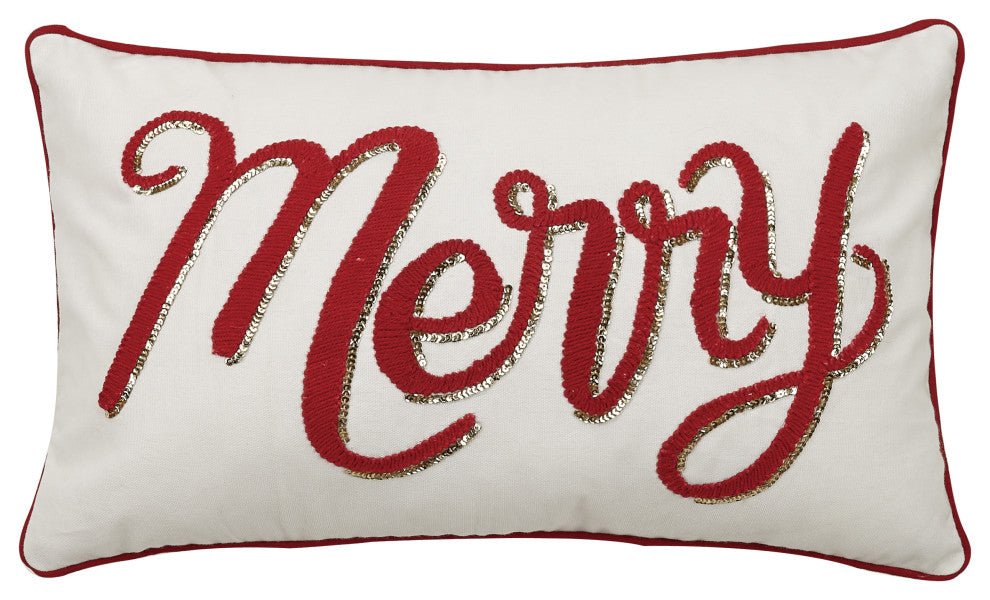 Merry Embroidered Pillow