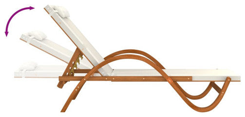 vidaXL Sun Lounger Chair with Pillow White Textilene and Solid Wood Poplar