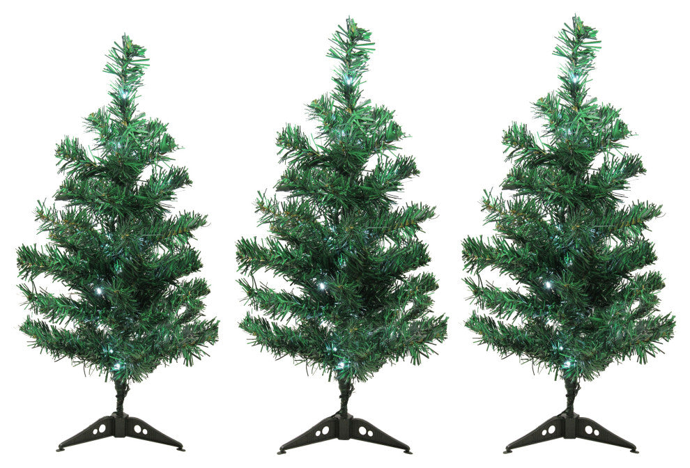 Set of 3 Lighted Christmas Tree Driveway or Pathway Markers Outdoor Decorations