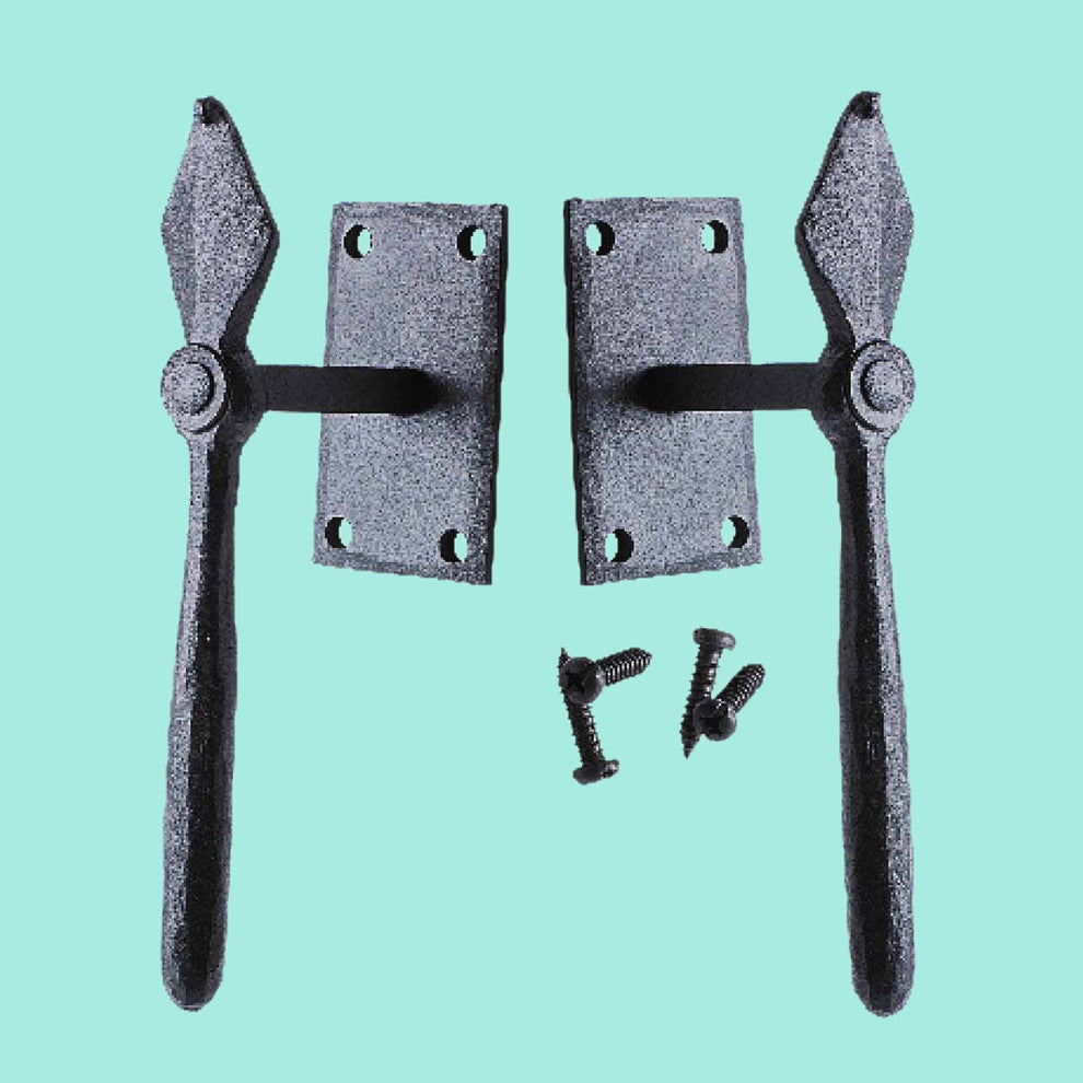 Black Shutter Dog Holders 7" L Spoon Shape Wrought Iron Renovators Supply