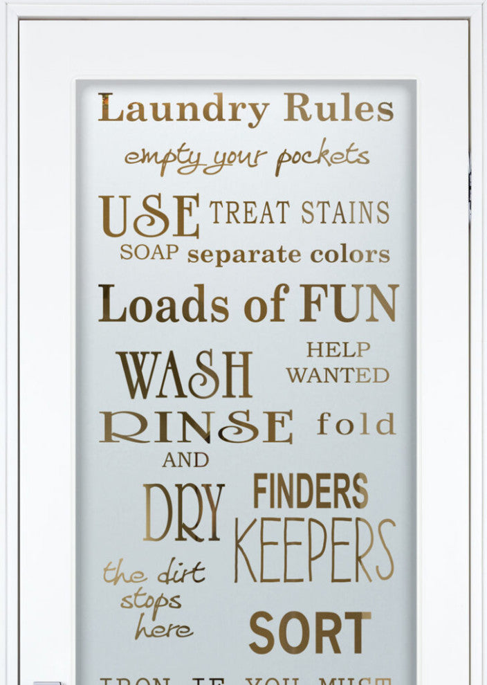 Laundry Door - Laundry Rules - Primed - 32" x 96" - Knob on Right - Push Open