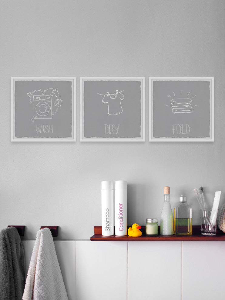 Wash Dry and Fold Triptych, 3-Piece Set, 12x12 Panels
