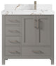 Malibu 36 Right Offset Bath Vanity in Elephant Skin Gray 2" Viola Brown