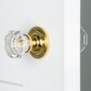 Single Classic Rosette With Waldorf Knob, Antique Pewter, Polished Brass, Double