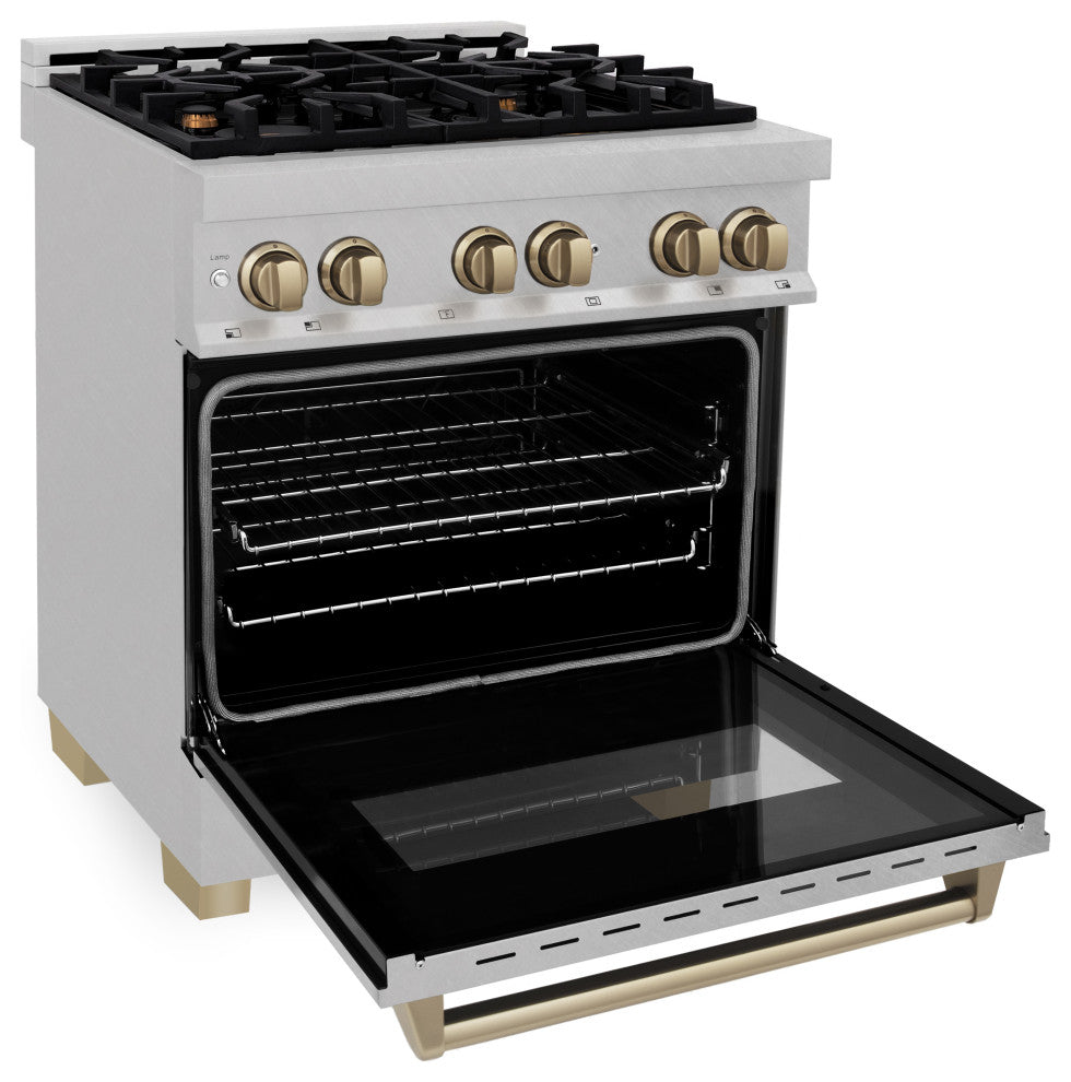 ZLINE 30" Dual Fuel Range, DuraSnow With Champagne Bronze RASZ-SN-30-CB